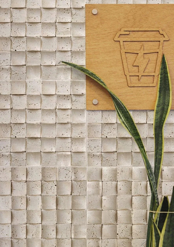 Flexibles Wandpaneel aus weichem Stein mit Mosaikmuster